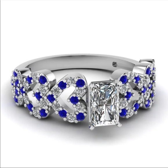 New Luxury 925  Silver Sapphire Ring - Picture 3 of 5